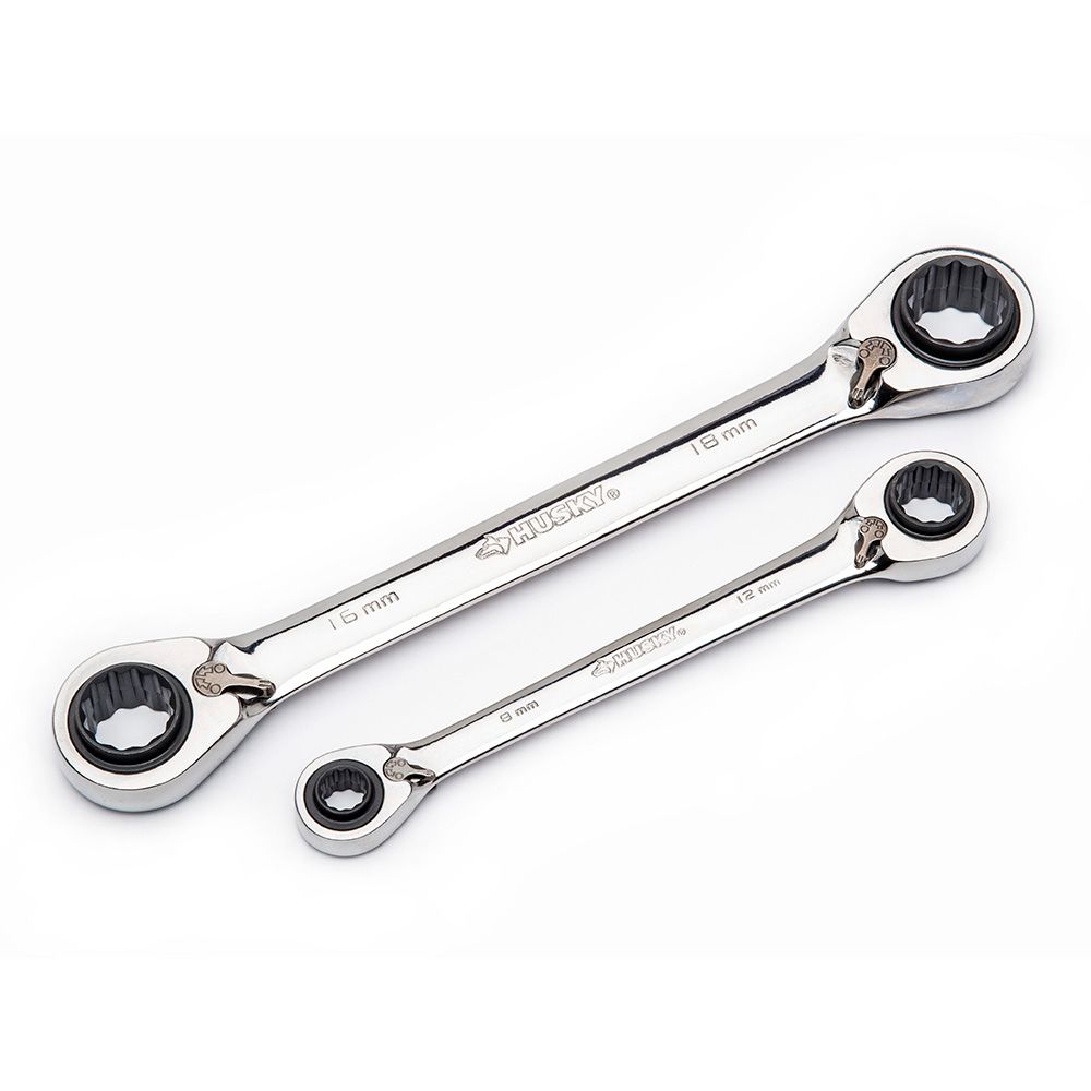 Husky Metric Quad Drive Ratcheting Wrench Set (2Piece) The Home
