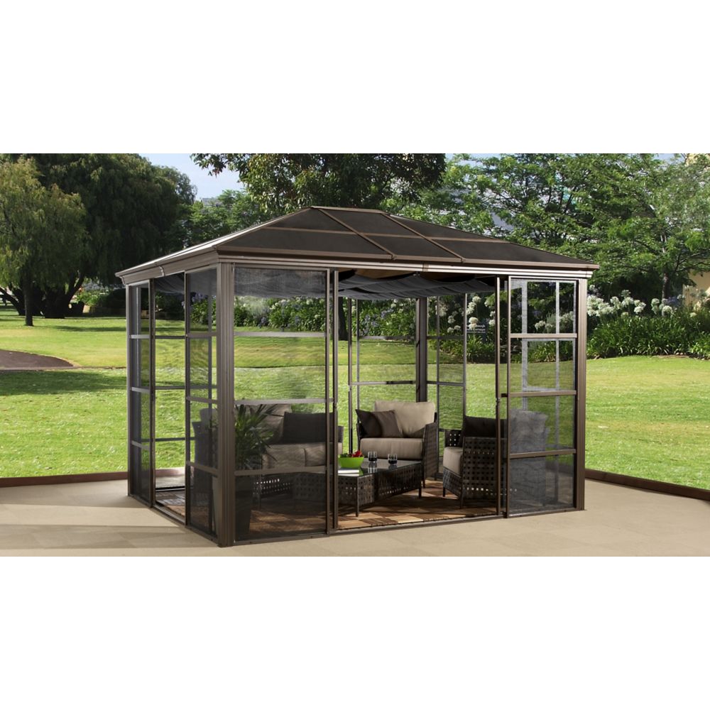 Sojag Stockton 10 Ft. X 12 Ft. Solarium With Sliding Doors In Bronze 