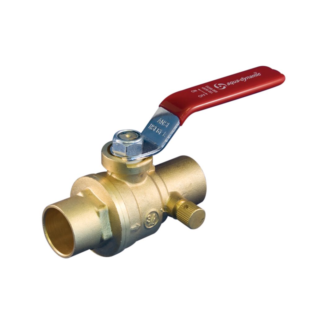 Aqua Dynamic Ball Valve 34 Inch With Drain Brass Solder Full Port Lead Free The Home Depot Canada 0006