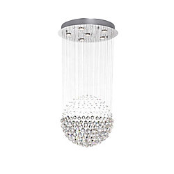 24-inch Crystal-Trimmed Sphere Flushmount Light Fixture in Polished Chrome