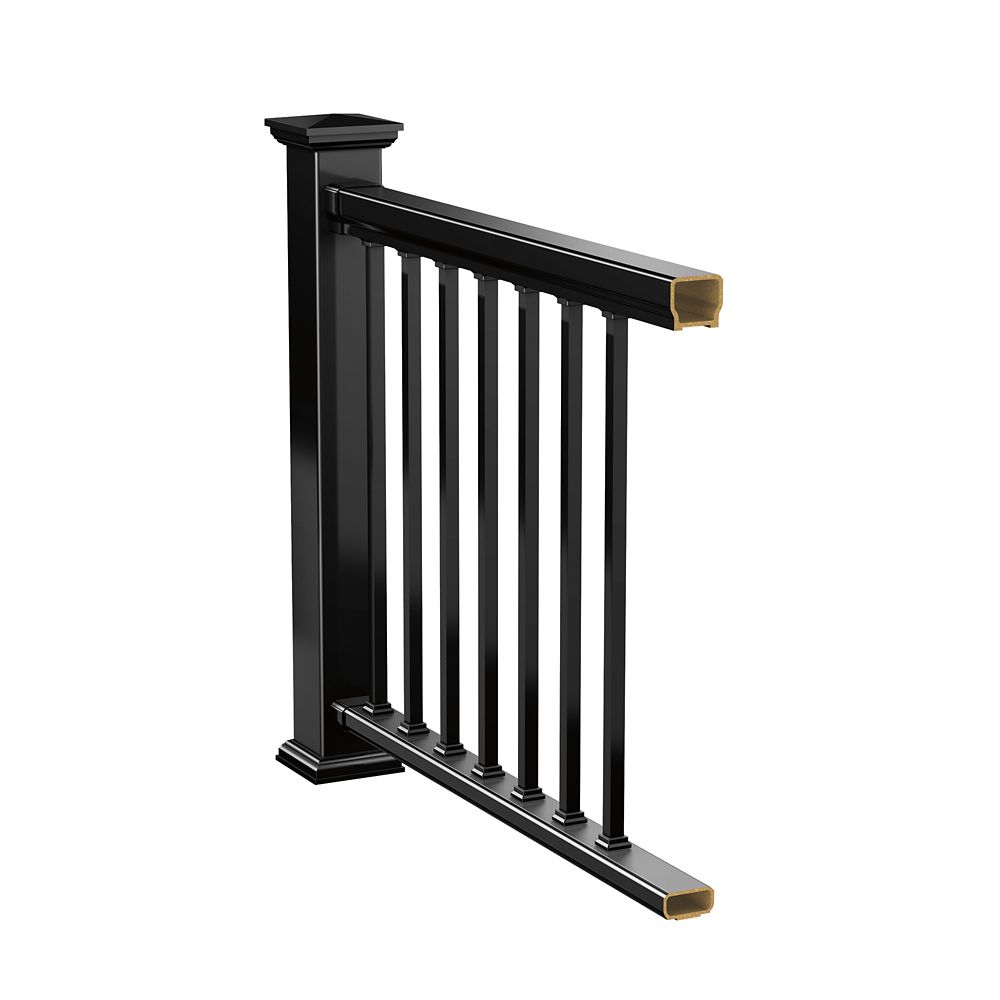 Veranda 8 Ft HP Classic Rail Kit Railing Black The Home Depot