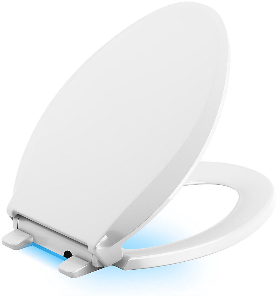 Cachet Quiet-Close Elongated Toilet Seat in White with LED Nightlight