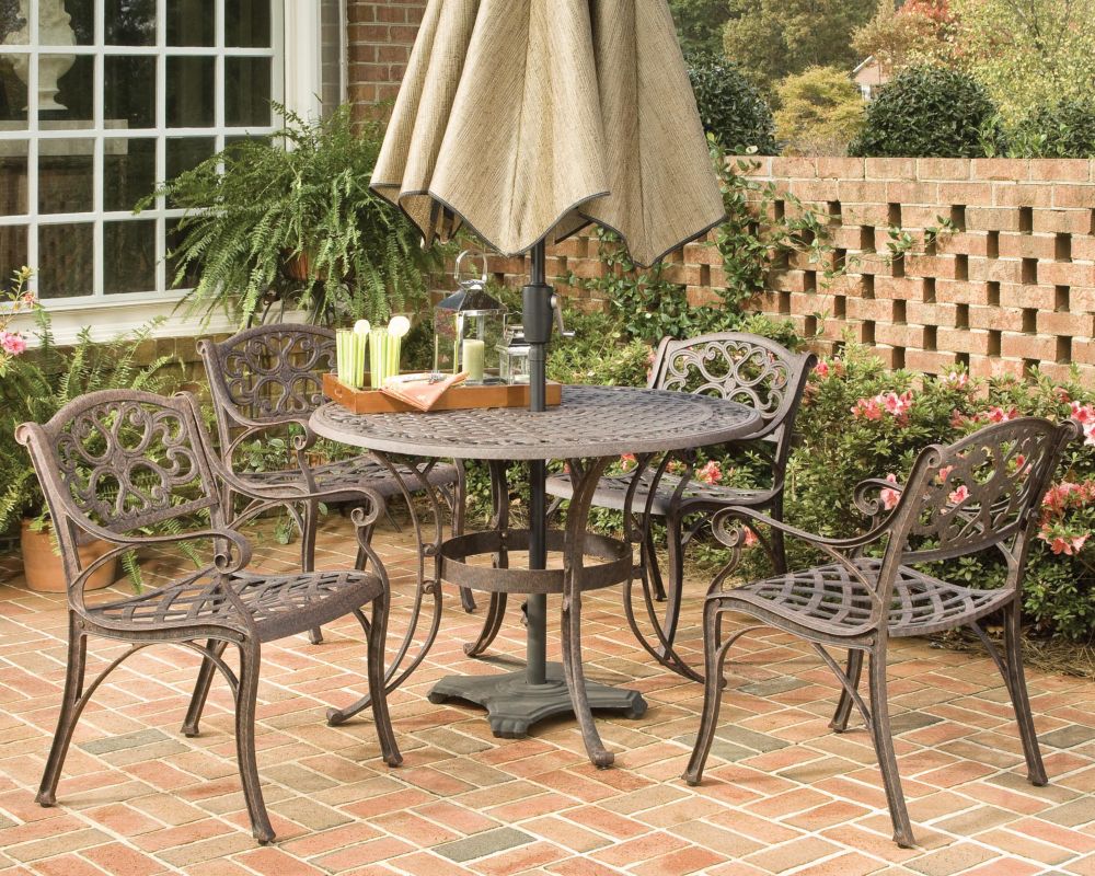 Home Styles Biscayne 5-Piece Patio Dining Set with 48-inch Bronze Table