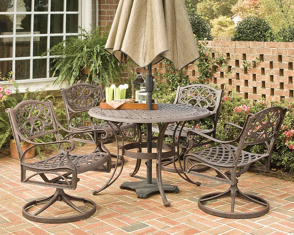 Home Styles Biscayne 5-Piece Patio Dining Set with 48-inch Bronze Table