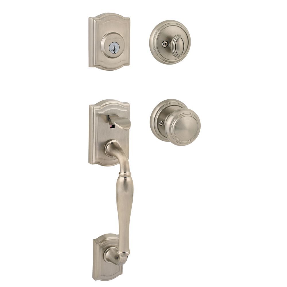 Baldwin Prestige Wesley Single Cylinder Satin Nickel Exterior Door Handleset with Alcott S