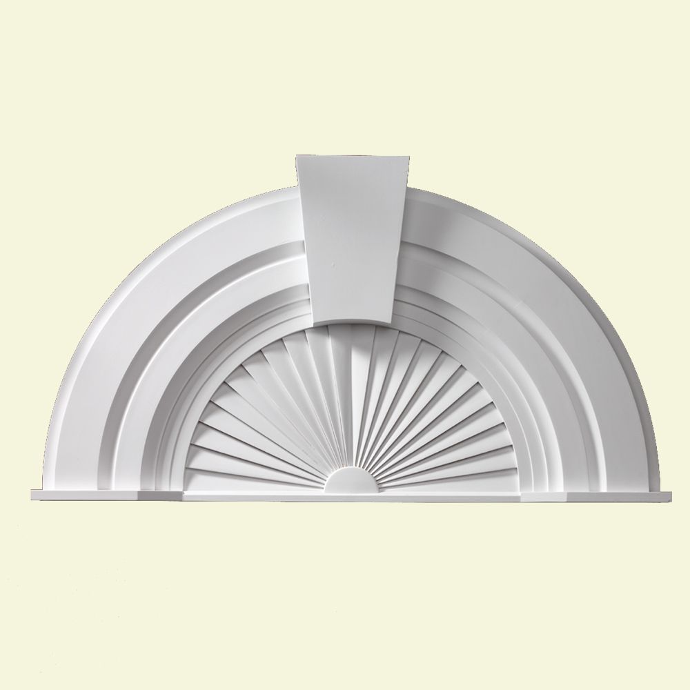 Fypon 56 Inch x 301/16 Inch x 23/4 Inch Half Round Sunburst Pediment