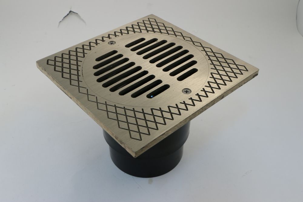 Jag Plumbing Products Cast Square Coverall Drain and Strainer, Brushed