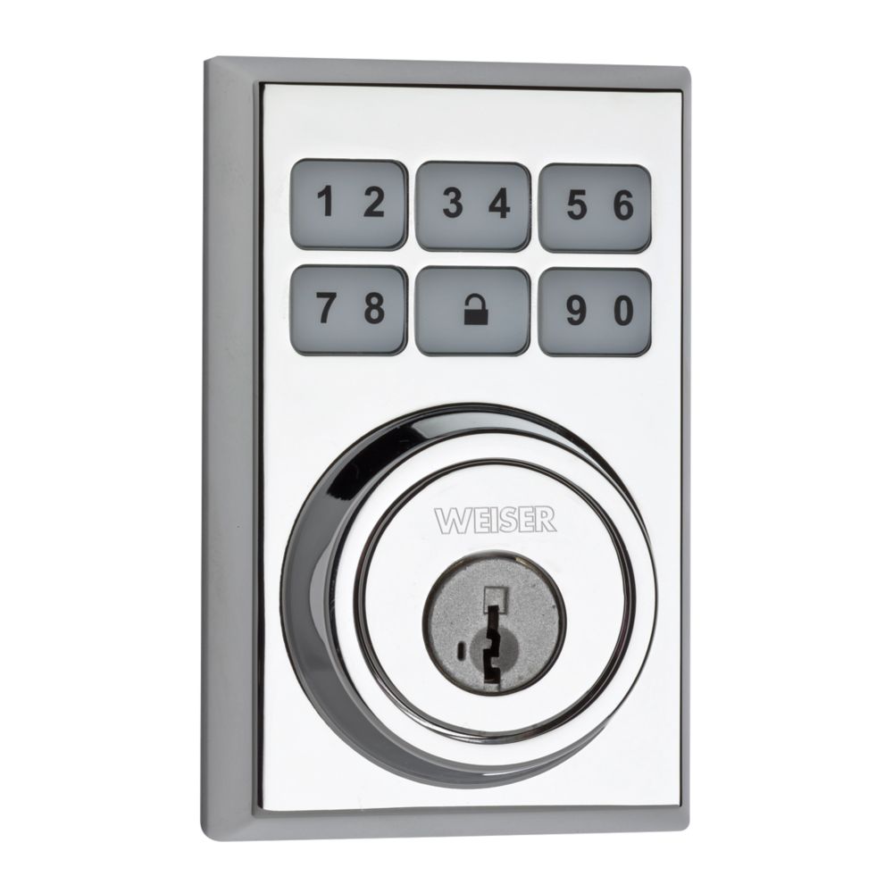 Weiser SmartCode Polished Chrome Keyless Entry Contemporary Electronic Deadbolt The Home Depot