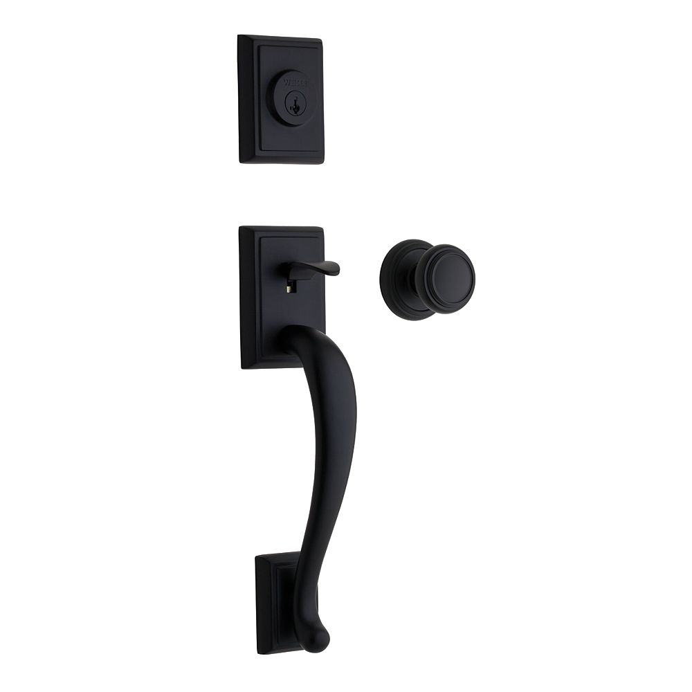 Weiser Pemberly Handleset w/ Wickham Door Knob in Matte Black The