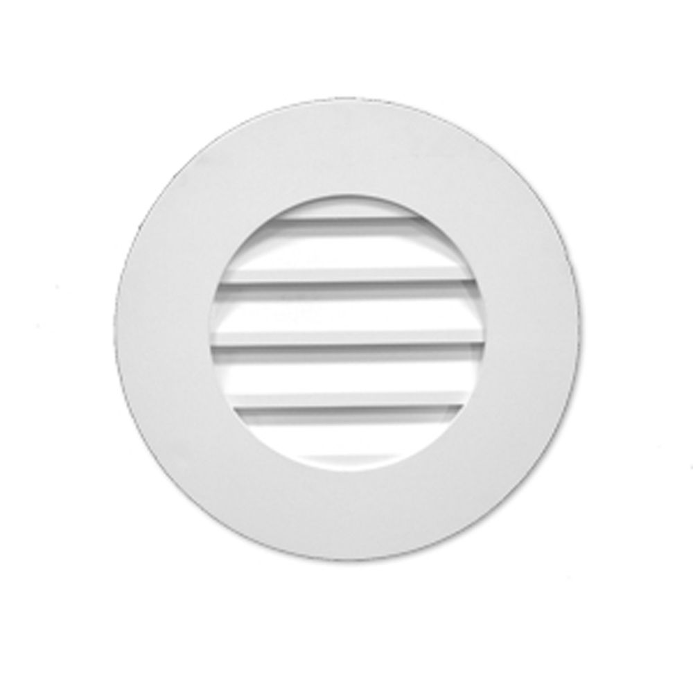 Fypon 27inch x 2 1/2inch Polyurethane Decorative Round Plain Louver