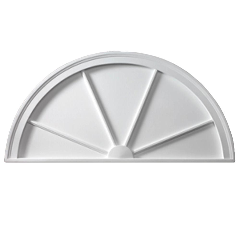 Fypon 48 Inch x 24 Inch x 13/4 Inch Smooth Half Round Spoked Pediment