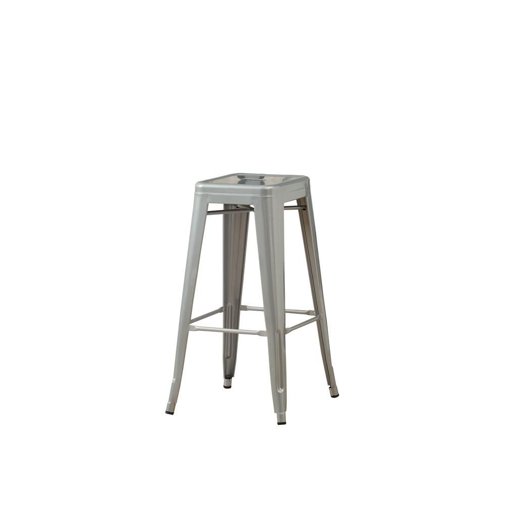 Monarch Specialties 30 Inch H Silver Galvanized Metal Café Barstool Monarch Specialties 30 Inch H Silver Galvanized Metal Café Barstool 2 Piece