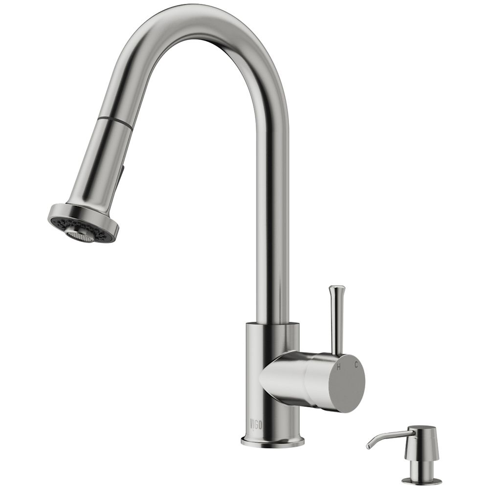 VIGO Harrison SingleHandle PullDown Sprayer Kitchen Faucet with Soap
