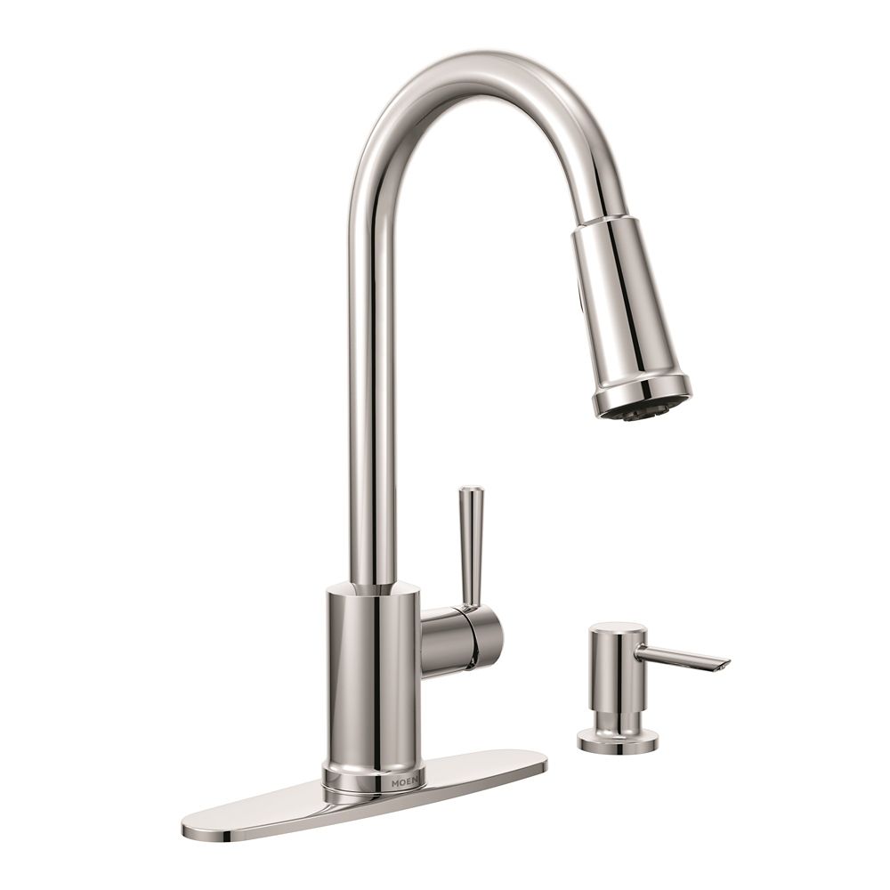 MOEN Indi Single-Handle Pulldown Kitchen Faucet with Soap Dispenser in