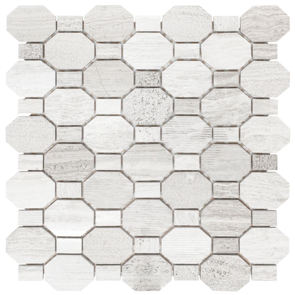 Mosaic Tile: Jeffrey Court Building Materials Crisp Illusion 12 in. x 12 in. x 8 mm Stone Mosaic Wall Tile Grays 99784