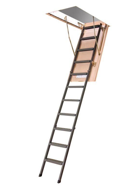 WERNER 8 ft. 10 ft., 22.5 in. x 54 in. Energy Seal Aluminum Attic Ladder Universal Fit with