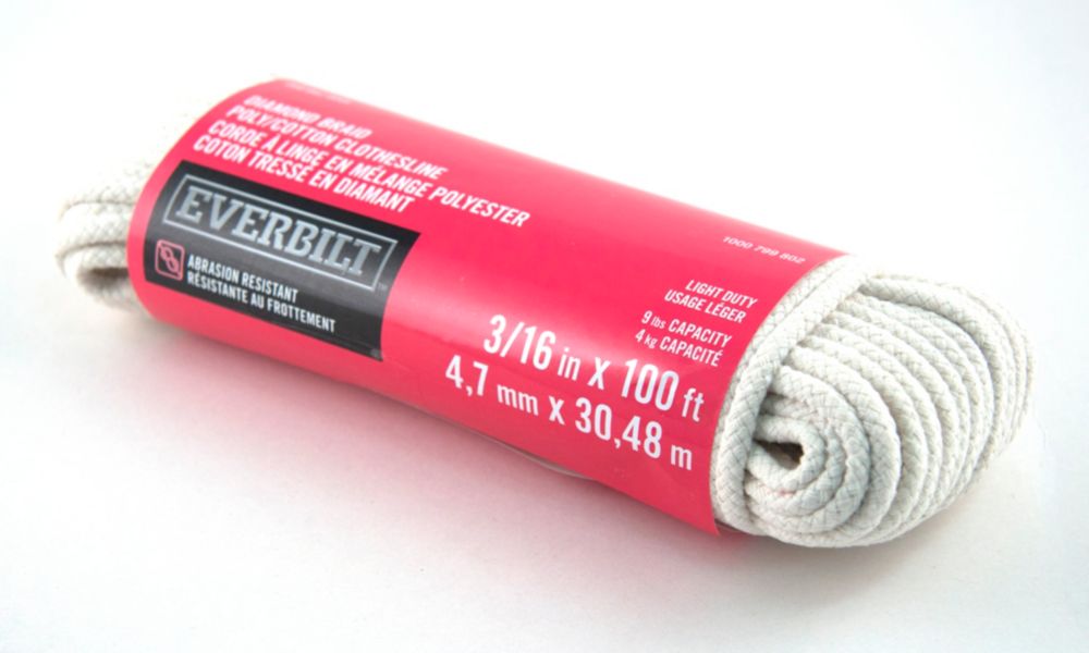 Everbilt 3 16 Inch X 100 Feet Polyester Cotton Diamond Braid Everbilt 3 16 Inch X 100 Feet Polyester Cotton Diamond Braid Clothesline