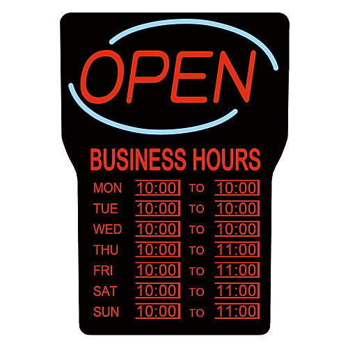 Royal Sovereign LED Open Sign with Business Hours (English) | The ...