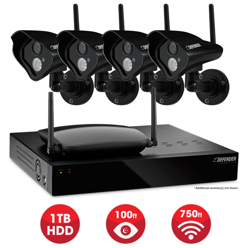 Defender Pro Connected Home Security System 4CH 1TB DVR 4x520TVL