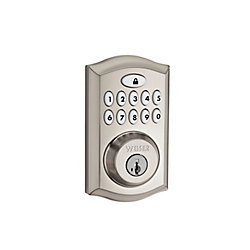 Satin Nickel Keyless Entry Deadbolt with SmartCode 10