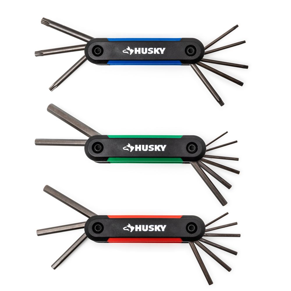 HUSKY SAE/Metric Folding Hex Key Set With Bonus Torx Set (3Piece