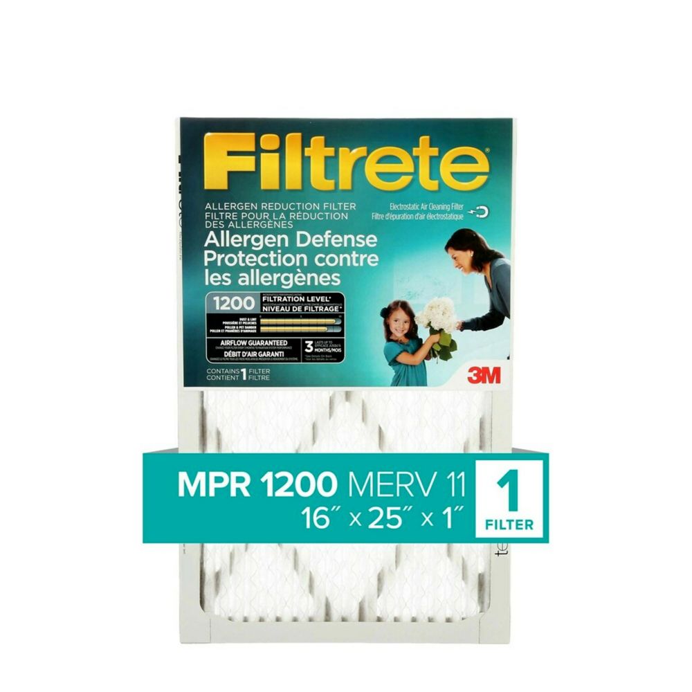 6-Pack HM01DC-6-C Filtrete MPR 1200 16x25x1 Allergen Defense Home Odour Reduction Pleated AC Furnace Air Filter