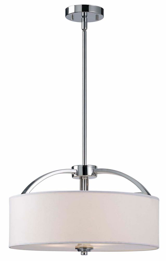 Semi-Flush Mount Stem-Hung with Adjustable Height Chrome Finish 18 3-Light Modern Drum Chandelier /& Round Frosted Acrylic Diffuser