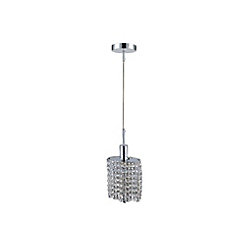 Oval Single Pendant With Double Strand Clear Crystals On A Round Canopy