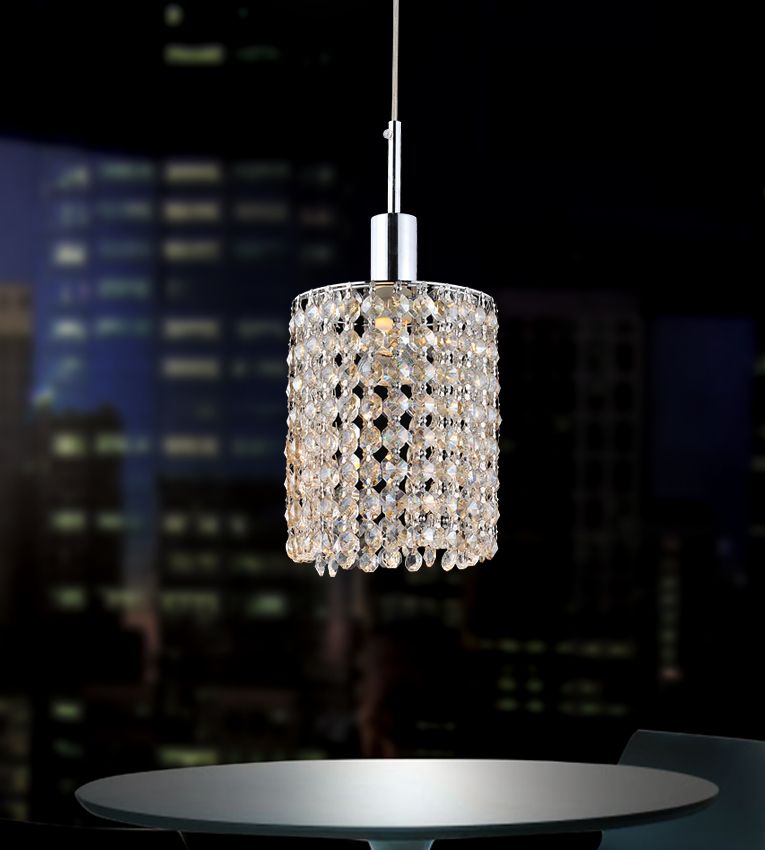 CWI Lighting Plafonnier rond avec lumière unique orné dune double rangée de cristaux transparents CWI Lighting Plafonnier rond avec lumière unique orné dune double rangée de cristaux transparents