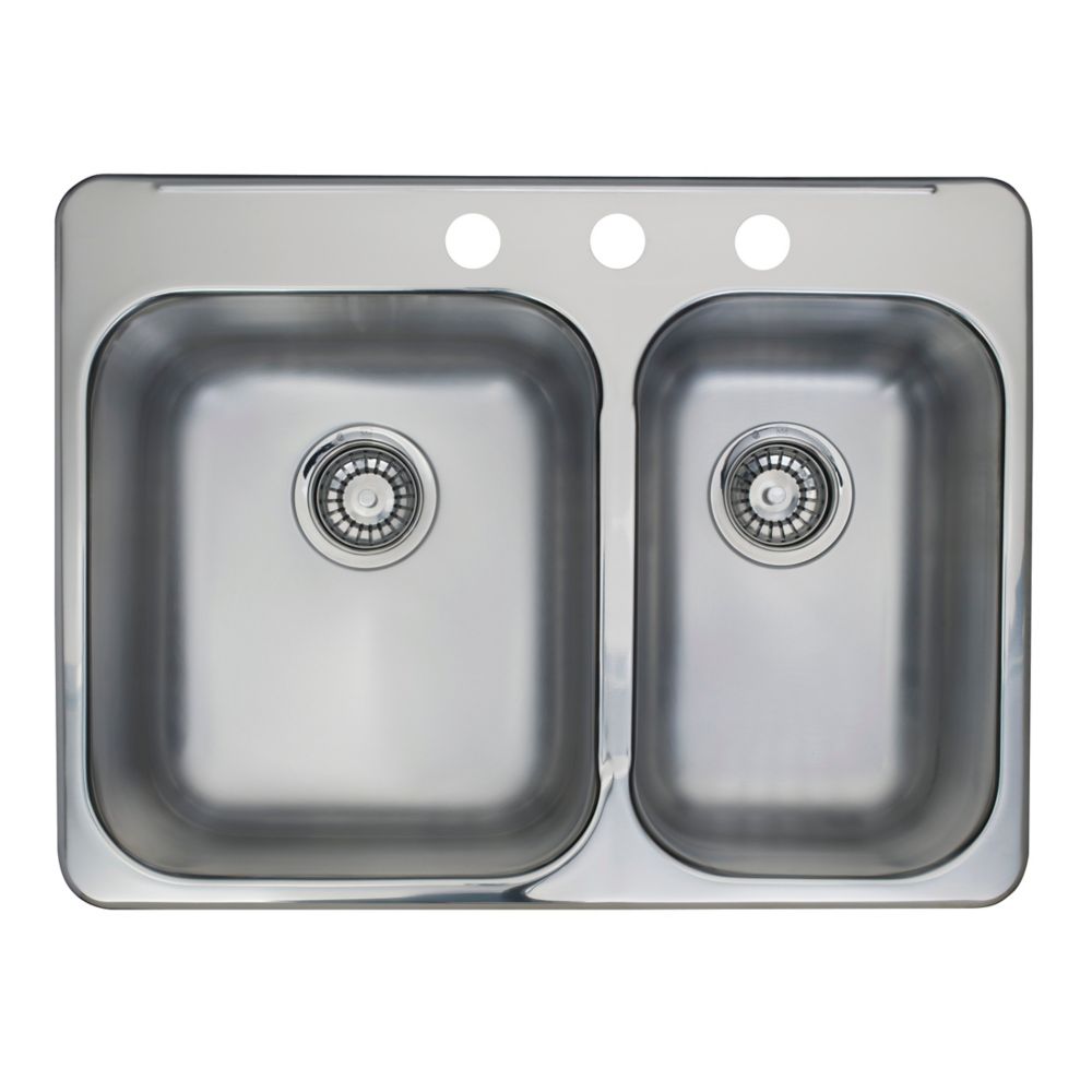 Combination Bowl Pre Drilled 3 Hole Double Sink