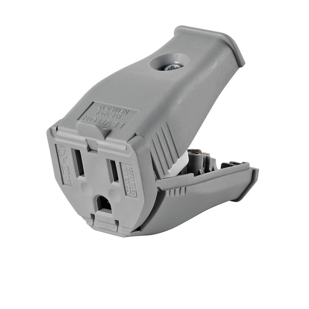 Leviton 2Pole, 3 Wire Grounding Outlet. Clamptite Hinged Design 15a