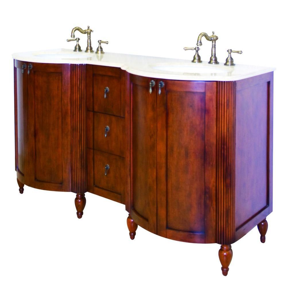 American Imaginations 59-inch W Solid Wood Vanity Base in Antique 