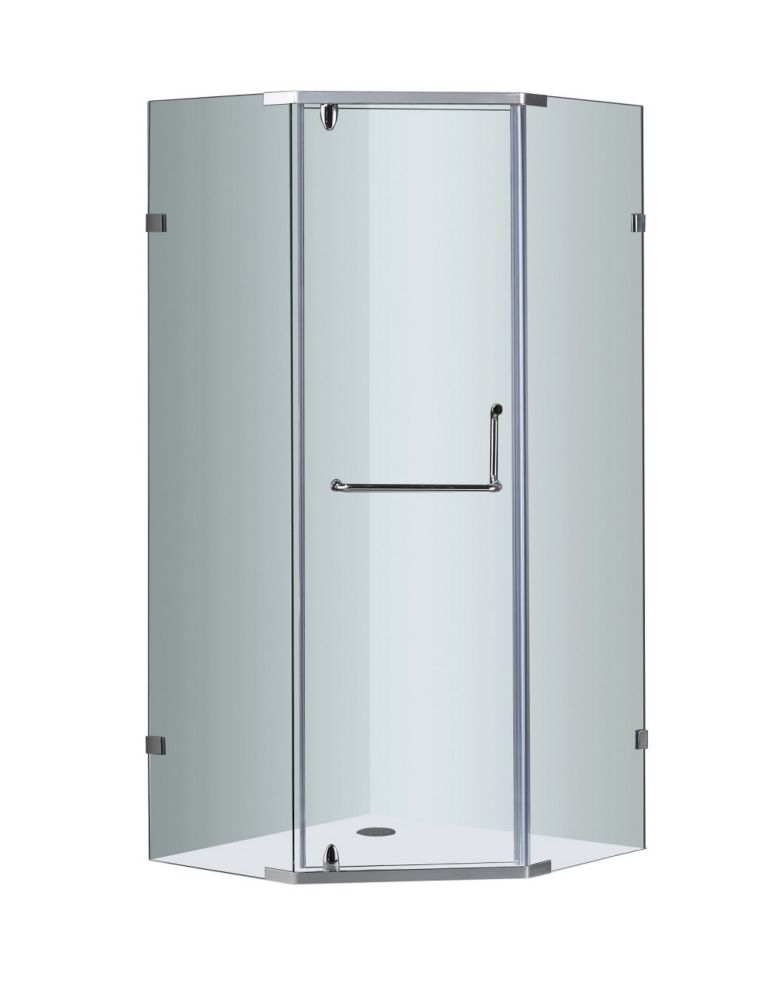 Aston 38 Inch X 38 Inch Neo Angle Semi Frameless Shower Stall In