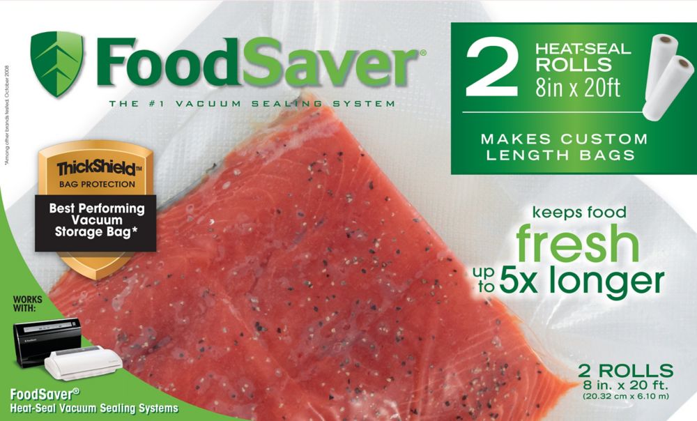 Foodsaver 8 in. x 20 ft. Freezer HeatSeal Rolls 2 Pack The Home