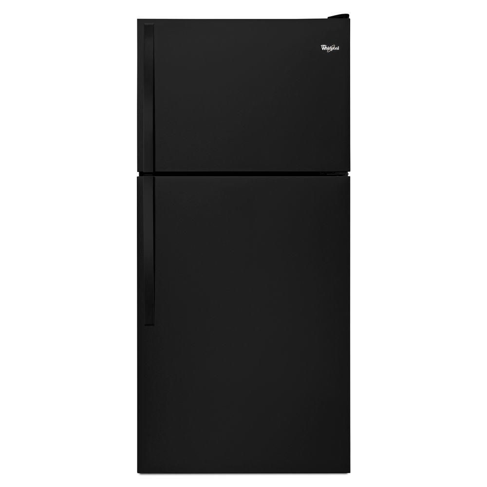 Whirlpool 18.2 Top Freezer Refrigerator with FlexiSlide Bin in Black