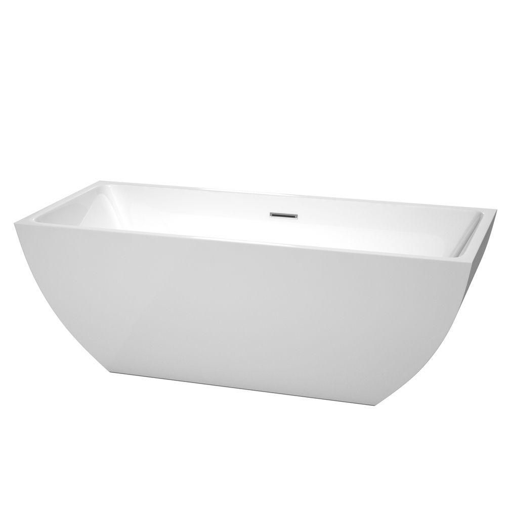 Wyndham Collection Rachel 67-inch Acrylic Flat-Bottom Centre Drain ...