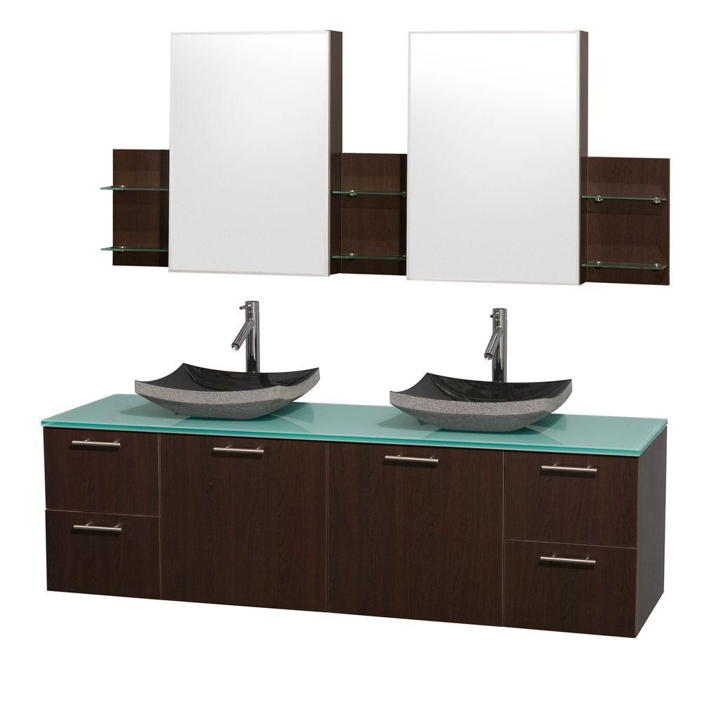 Wyndham Collection Amare 72inch W 4Drawer 2Door Wall Mounted Vanity