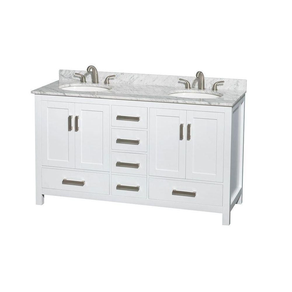 Wyndham Collection Sheffield 60inch W 5Drawer 4Door Vanity in White