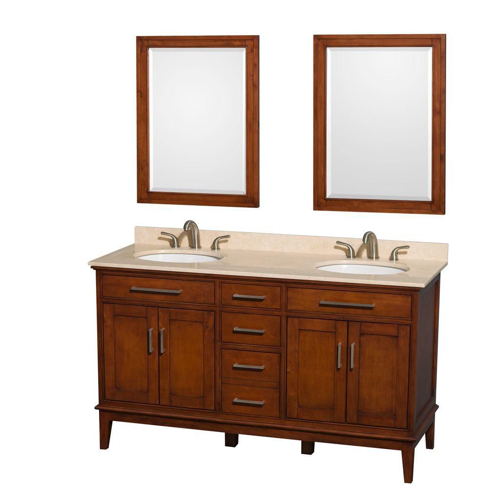 Wyndham Collection Hatton 60inch W 3Drawer 4Door Vanity in Brown