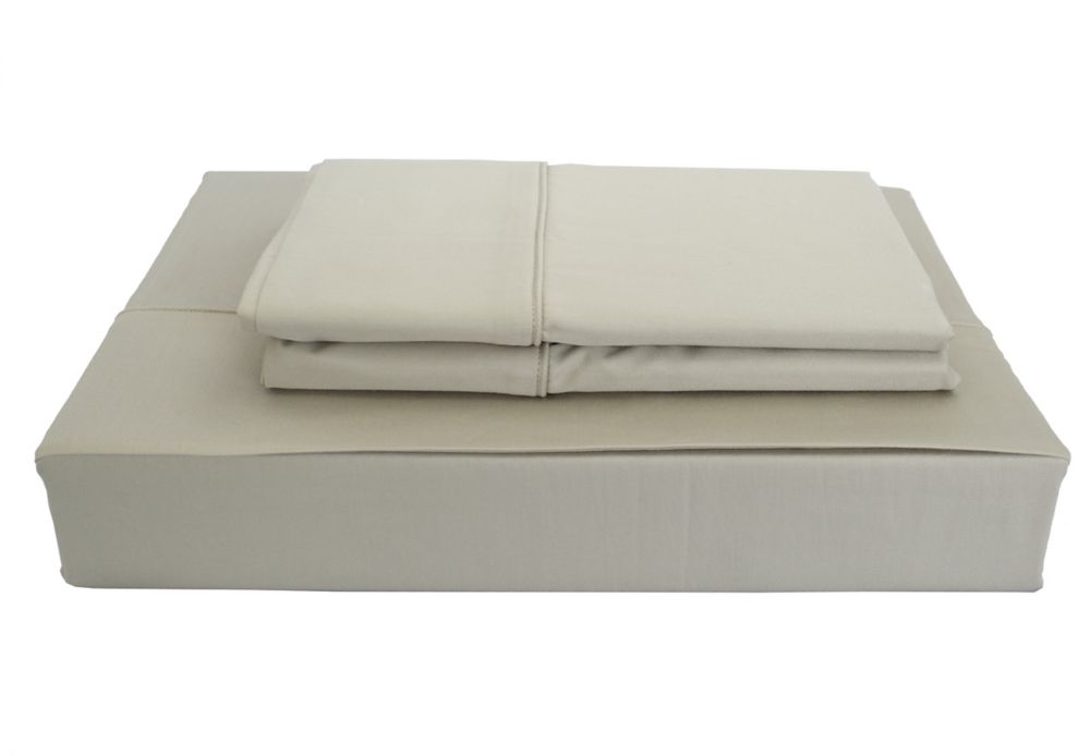 Maholi 250 fils au pouce, Solide - Ensemble de draps, Taupe, grand lit Maholi 250 fils au pouce, Solide - Ensemble de draps, Taupe, grand lit