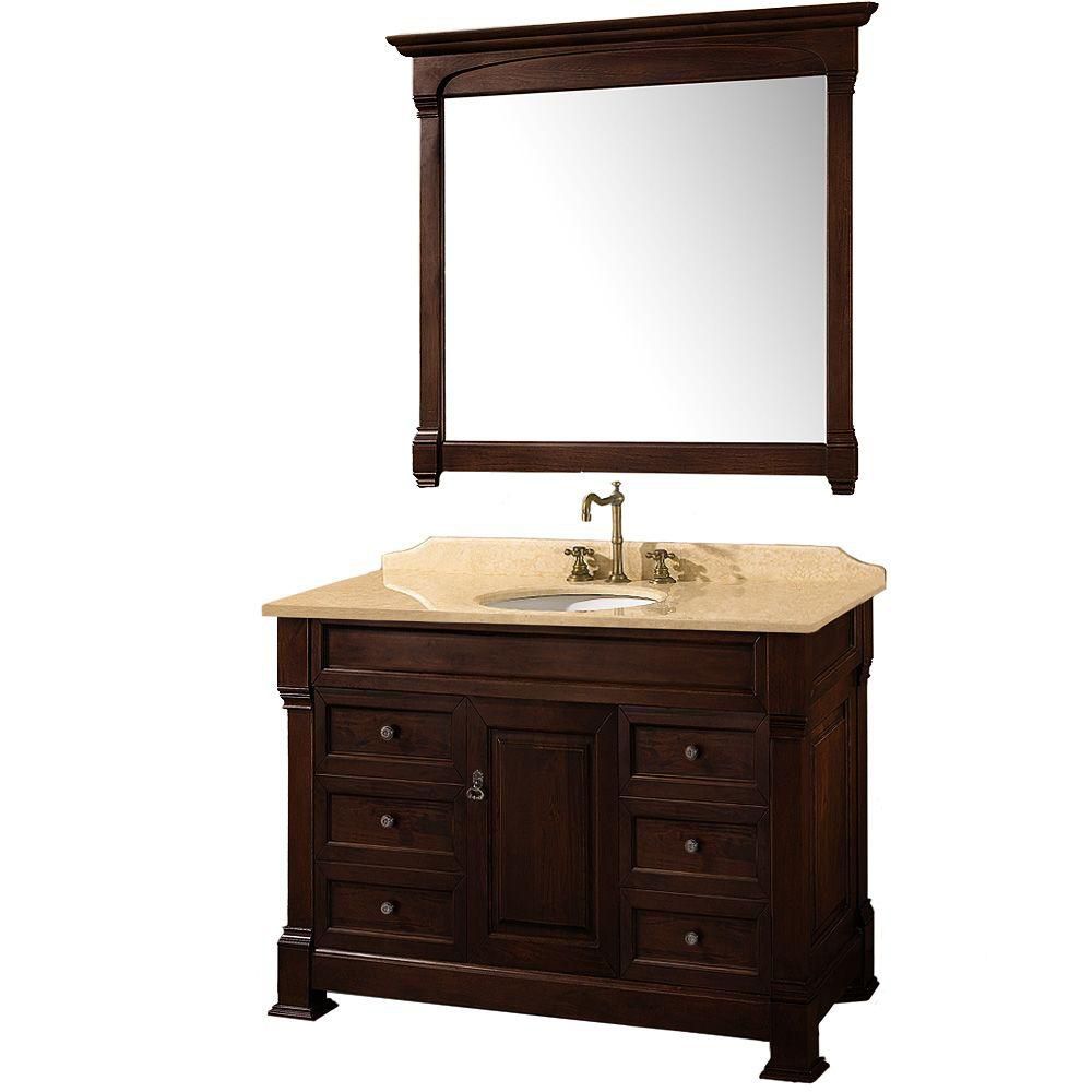 Wyndham Collection Andover 48inch W 6Drawer 1Door Vanity in Brown