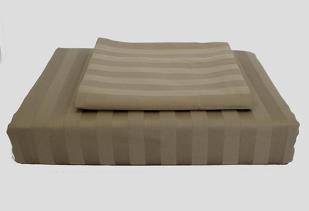 300tc Damask Stripe Duvet Cover Set Mink Twin