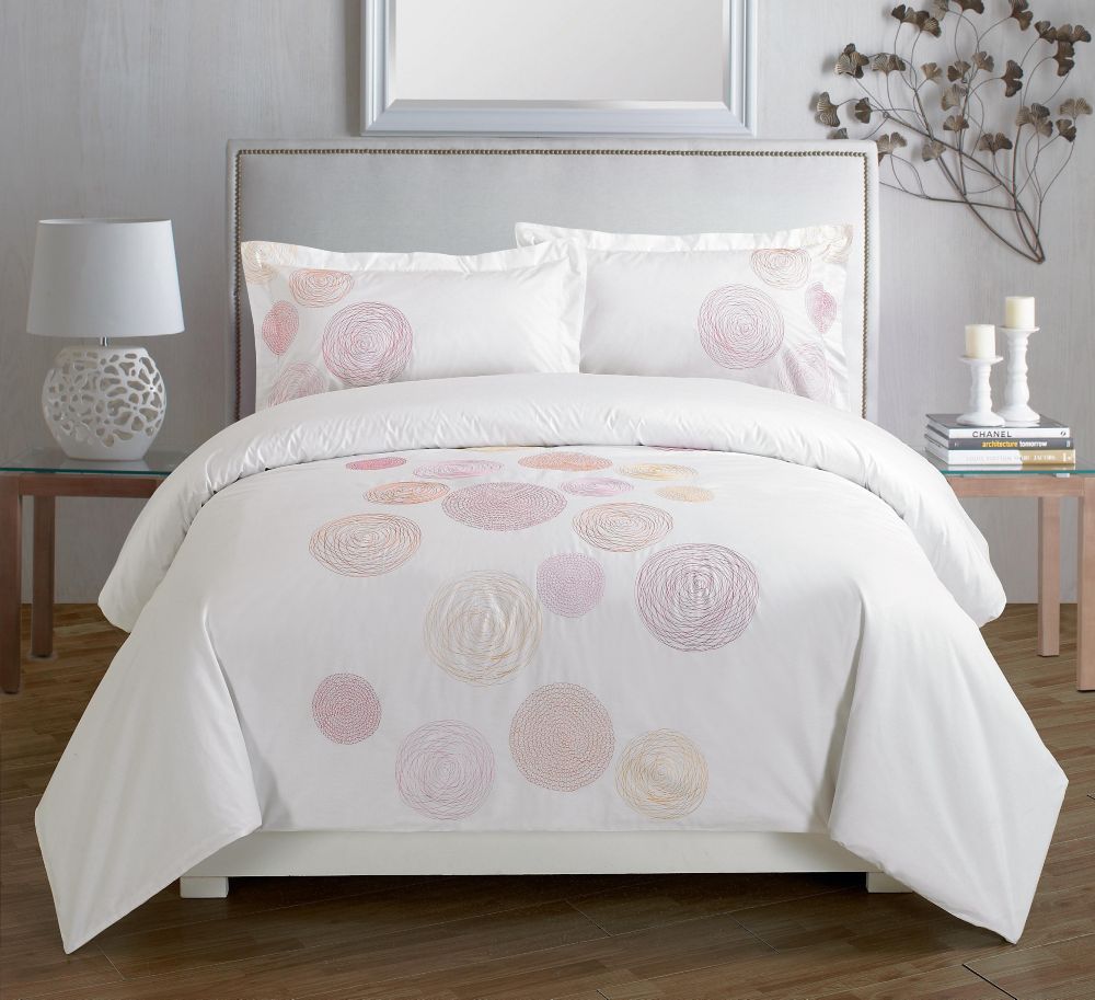 Maholi Spiral Red Embroidered Duvet Cover Set King