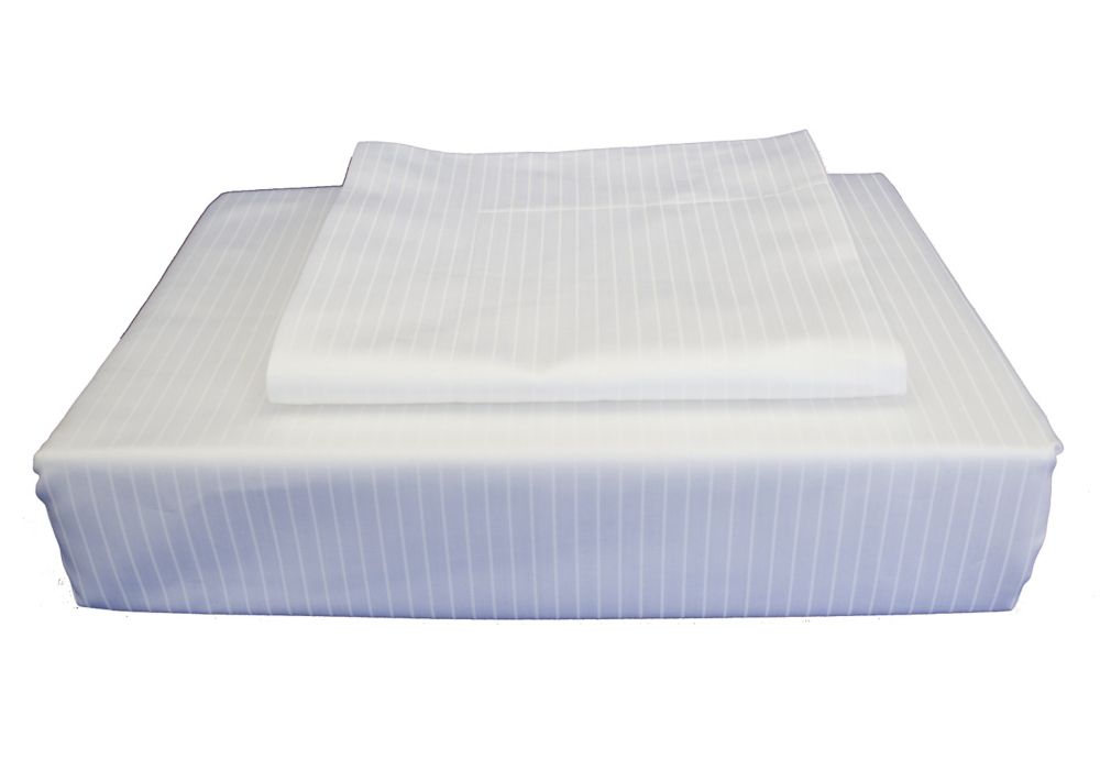 Maholi 600tc Tuxedo Stripe Duvet Cover Set White Twin The