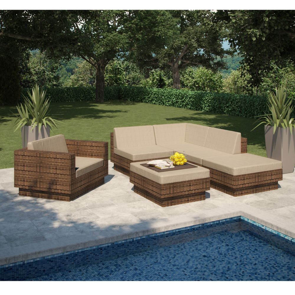 Patio Sectional Sets The Home Depot Canada Park Terrace 6 Piece Patio Sectional Set