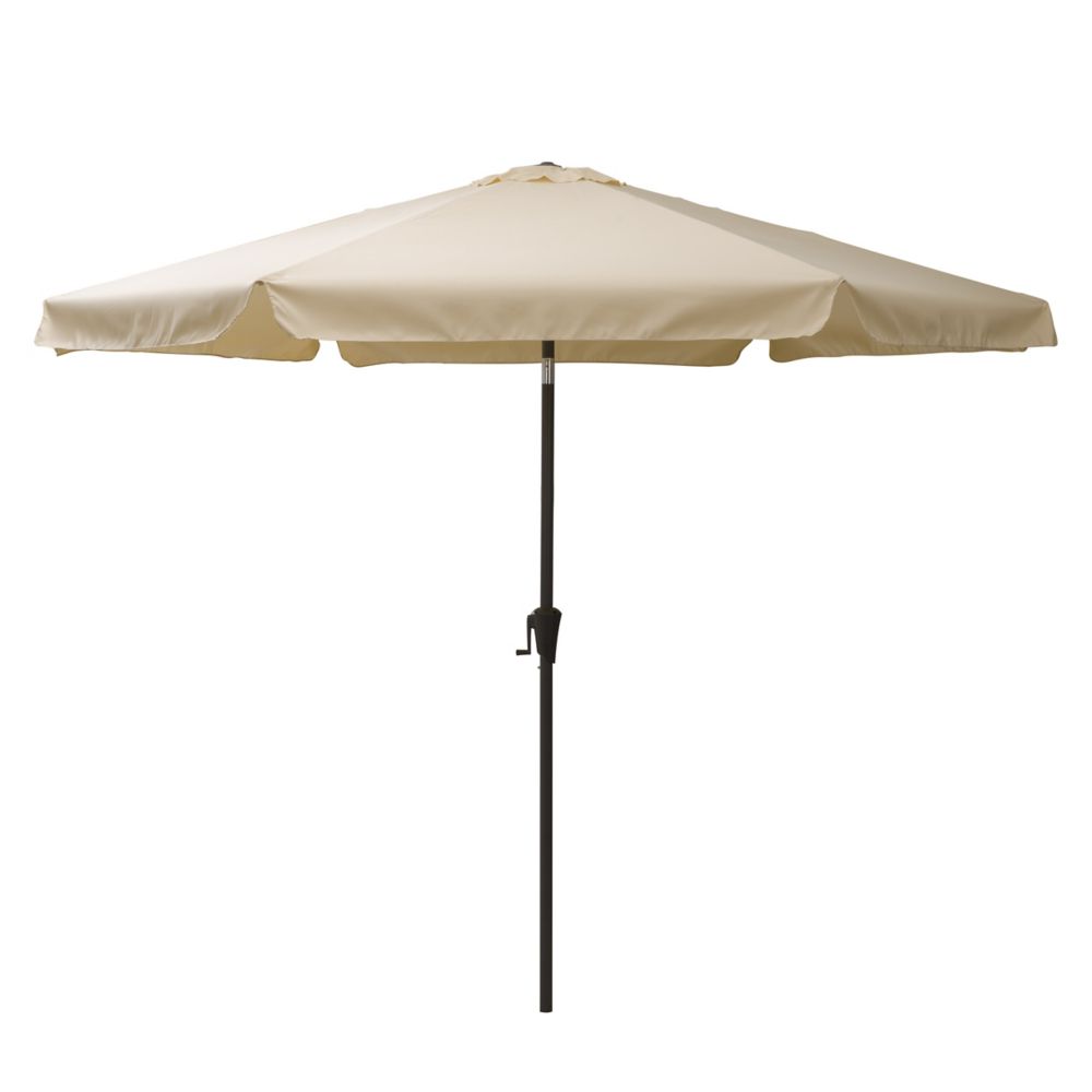 10 ft. Round Tilting Warm White Patio Umbrella