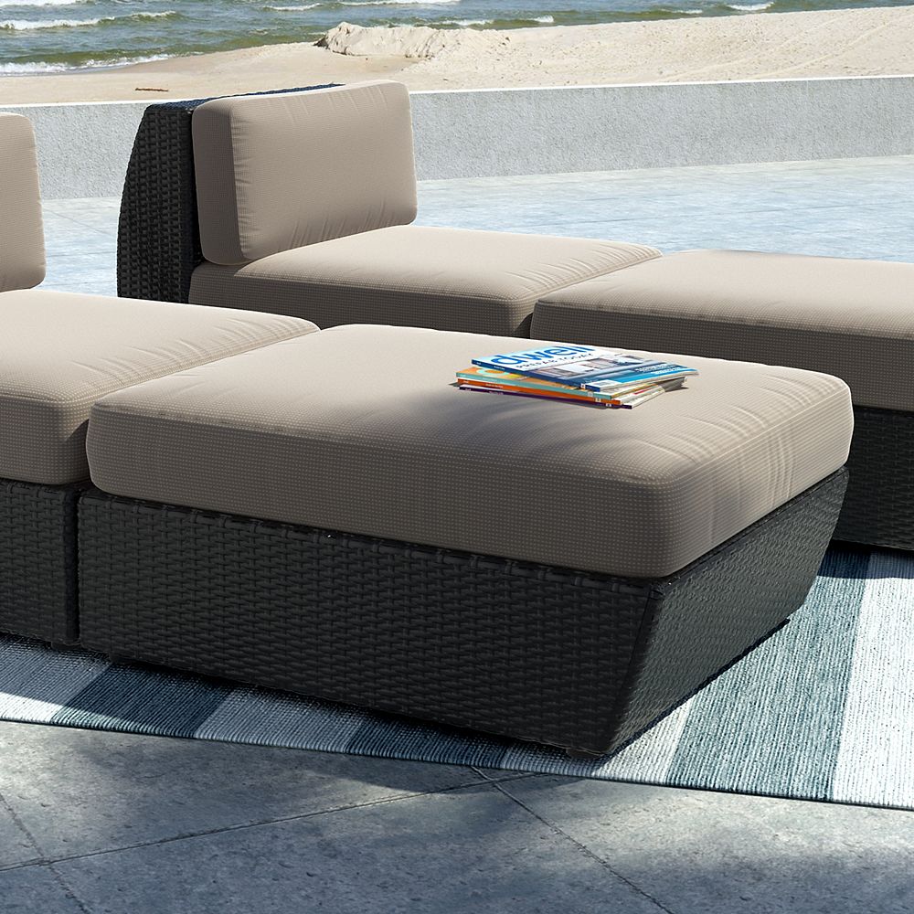 Corliving Seattle Patio Ottoman In Textured Black Weave The Home