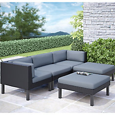 Corliving Oakland 5 Piece Patio Sofa With Chaise Lounge Set The Oakland 5 Piece Patio Sofa With Chaise Lounge Set