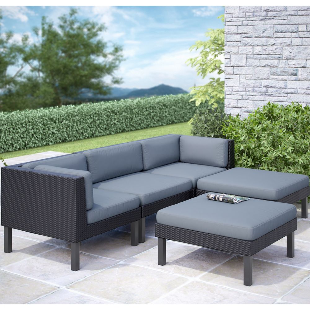 Corliving Oakland 5Piece Patio Sofa with Chaise Lounge Set The Home