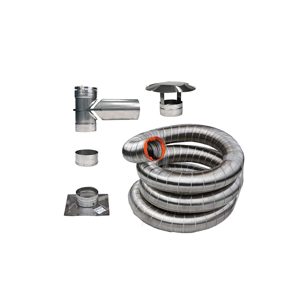 Vortex 25 Feet. Stainless Flex Liner Kit For Stove (4 Inch ) The Home